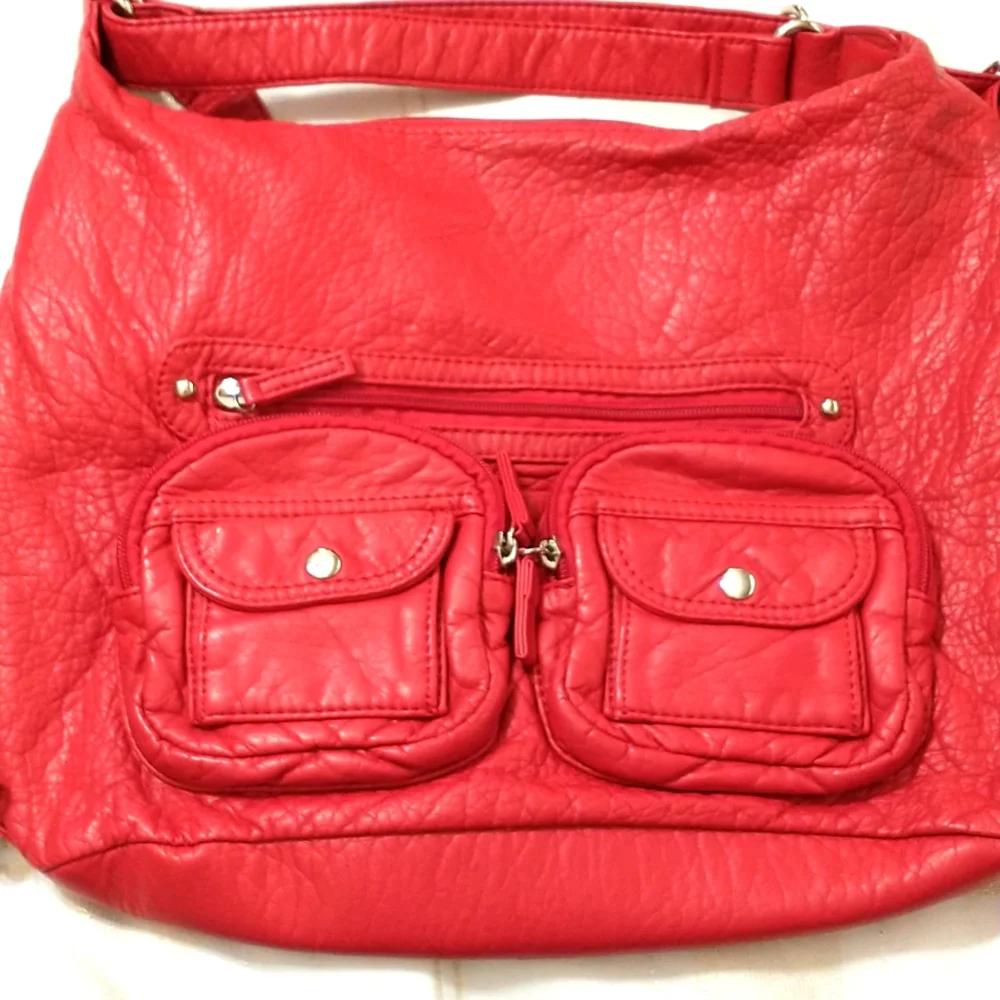 Ladies pretty red backpack or crossbody straps are very adjustable - Picture 3 of 8